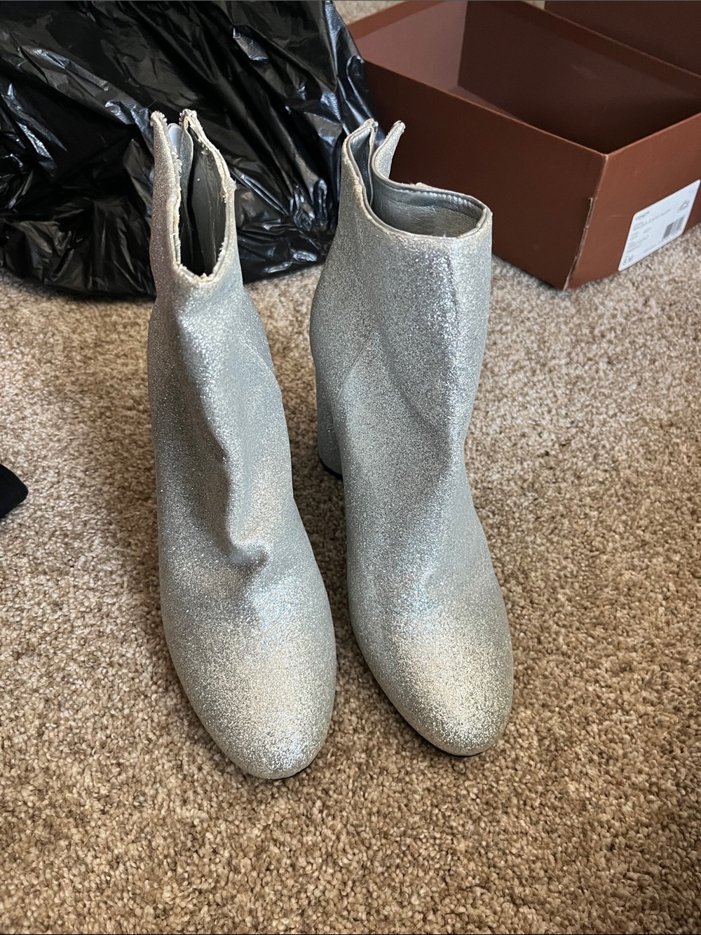 Katy Perry Collections Silver Glitter Ankle Booties